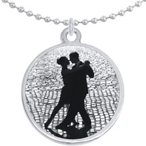 Dance Black and White Round Pendant Necklace Beautiful Fashion Jewelry - £8.59 GBP