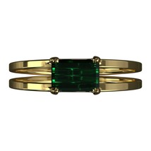 3CT Simulated Emerald Double Stick 14k Yellow Gold Plated Engagement Ring - £26.86 GBP