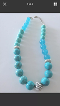 beach blue beaded necklace  - £19.74 GBP
