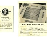 S &amp; R Scrabble &amp; Games Brochures 1954 Selchow &amp; Richter - £14.31 GBP