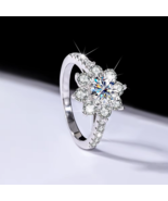 Exquisite 18K 925 Sterling Silver 1CT Round Cut Moissanite Sunflower Ring (5-9) - $109.99