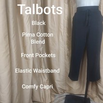 Talbots Black Pima Cotton Blend Comfy Capri Size L - £12.37 GBP