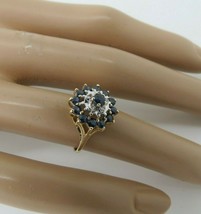 14k Yellow Gold Diamond Sapphire Ring Designer IL 3.46 Grams .40 TCW Size 5 NICE - £193.47 GBP