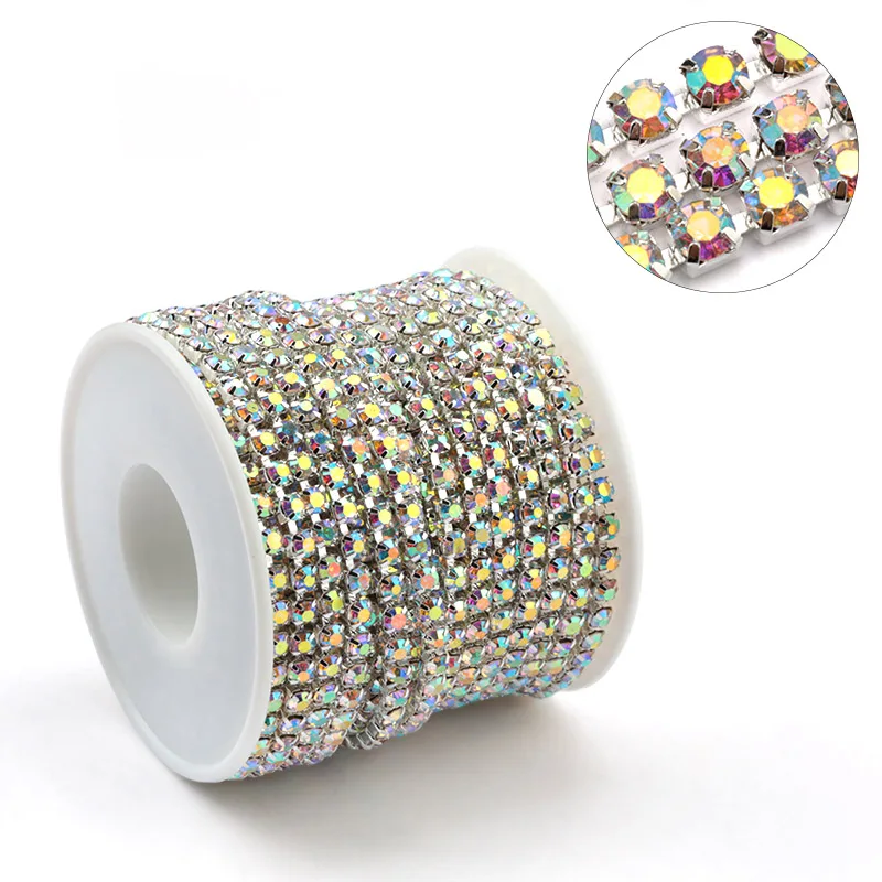 QIAO 10Yards Rhinestone Claw Chain Glitter Crystal Str Trim Glue-On DIY Rhinesto - £101.80 GBP