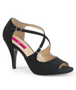 SALE PLEASER 4&quot; High Heels Sexy Peep Toe Crisscross Black Nubuck Shoes 16 - $729.95 MXN