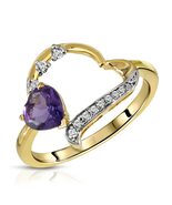 Galaxy Gold GG 14K Solid Yellow Gold Natural Amethyst and Diamond Heart ... - $2,605.67