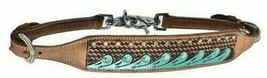 Western Saddle Horse Bling! Wither Strap Turquoise Basketweave Tooled Le... - £15.88 GBP