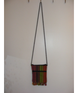 Vintage Handbag Crossbody Purse Crocheted Pink Purple Linen Fringe 1-E - €25,32 EUR