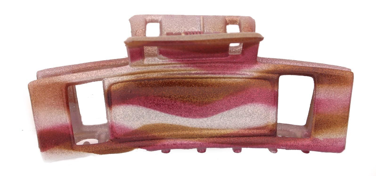 Caravan Tri-color Cream Pink Purple Brush Paint On Off White Hair Claw - $10.88