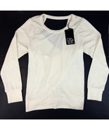 Cha Sor Womens Medium Sweater Top Ivory Long Sleeve Cut Out Back - £21.04 GBP