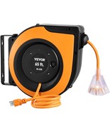 VEVOR Retractable Extension Cord Reel, 65 FT, Heavy Duty 12AWG/3C SJTOW ... - $127.57