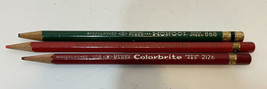 Vintage Lot of 3 Used Woodclinched Pencils Eberhard Faber Red and Green - £9.26 GBP