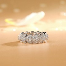 1.50Ct Round Simulated Diamond Eternity Ring 14K White Gold Plated Silver - £79.61 GBP