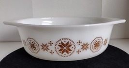 Pyrex Brown White Town and Country 1.5 Quart Oval Baking Casserole Dish Bowl - $18.00
