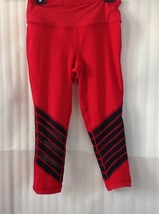 90 Degree Woman Gym Pants size M Red Black Moisture Wicking Active Capri... - $31.68