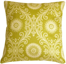 Filigree Green 17x17 Throw Pillow, Complete with Pillow Insert - £25.08 GBP