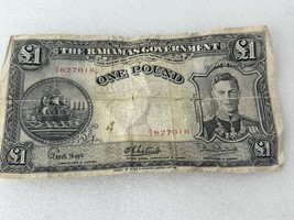 BAHAMAS 1 Pound 1936, P-11 - Higgs Latreille Burnside Sigs - George VI - VG - $5,562.92 MXN