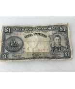 BAHAMAS 1 Pound 1936, P-11 - Higgs Latreille Burnside Sigs - George VI - VG - $296.95