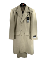 John Rafael Platinum Men&#39;s 3 Piece Suit Khaki Extra Long Jacket Vest Size 40R - £81.18 GBP