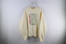 Vintage 90s Mens XL Distressed Spell Out Christmas Crewneck Sweatshirt Cream USA - £30.59 GBP