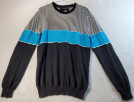 Hurley Sweater Mens Large Multi Striped 100% Cotton Long Sleeve Round Neck Logo - £14.10 GBP