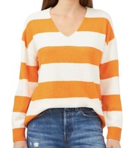 Nwt Vince Camuto Cozy V-neck Striped Sweater In Orange Size M - £15.65 GBP