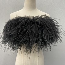 Sexy Top Bra Women Furry Ostrich Feather Summer Female Wedding Wrap 2022 Real Fe - £72.97 GBP