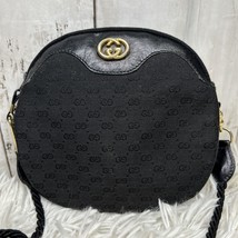 GUCCI Interlocking Micro GG Black Shoulder Bag Leather Crossbody Purse T... - $252.88