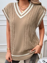 Devine Cable-Knit V-Neck Sweater Vest - £21.64 GBP