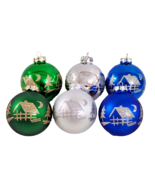 Christmas Ornament Balls Plastic Glitter House Trees Blue Green 6 Indoor... - $18.02 CAD