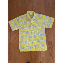Tropicana Products Yellow Palm Tree Sunset Hawaiian Button Up Shirt M - $20.78