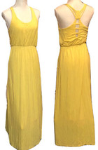 Venus Strappy Cage Back Jersey Stretch Maxi Dress Lemon Sunshine Yellow Small S - £14.85 GBP