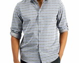 Alfani Men&#39;s Destin Ikat Striped Shirt Hyper Blue-Size Small - $16.97