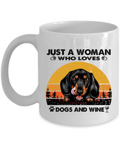 Dachshund Dog Pet Coffee Mug Ceramic Just A Woman Who Loves Dog &amp; Wine Mugs Gift - £13.19 GBP+