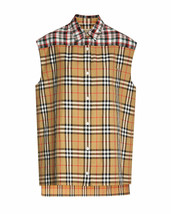 NWT 100% Burberry Hen Sleeveless Vintage Check Button-Front Shirt $420 US 6 - £227.20 GBP