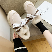 New Winter Women Snow Boots Student Ribbon Bow Plush Thicken Warm Cotton  Girls  - £30.18 GBP