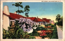 Southern Pines NC May Street Homes North Carolina Linen Postcard (A13) - £7.68 GBP