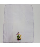 Vintage Embroidery Flower Purple Doily 10.5x8 Inch Pink White Green - $204.17 MXN