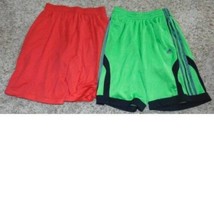 Boys Shorts 2 Pr Old Navy Red &amp; Green Adidas Mesh Elastic Waist Drawstri... - $8.42