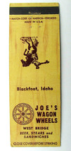 Joe&#39;s Wagon Wheels - Blackfoot, Idaho Restaurant 20 Strike Matchbook Cover Match - £1.59 GBP