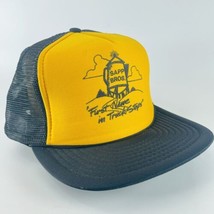 Sapp Bros Truck Stop Black Yellow Mesh Snapback Trucker Hat Cap VTG - $19.55