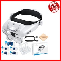 Hands-Free Head Magnifier with LED Light and Double Lens Design – 1X to 14X - $704.11 MXN