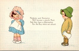 Vintage Gibson Lines Valentines Day Post Card Boy And Girl #1 - £4.66 GBP