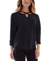 Bcx Juniors Strappy 3/4 Sleeve Top Size X-Small Color Charcoal - $37.74