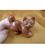Y-CAT-WA-708) Goldstone KITTY CAT walk gemstone STONE carving figurine g... - £13.78 GBP