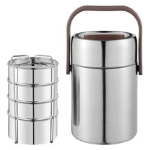 Lunch Box with handle stainless tiffin steel Food 1900 ml/ Leak Proof - £79.34 GBP