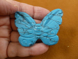 (Y-BUT-711) blue Howlite BUTTERFLY figurine gemstone carving love butter... - $17.53