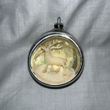 Vintage Diorama Mercury Glass Christmas Ornament Indent Reindeer Japan - £31.76 GBP