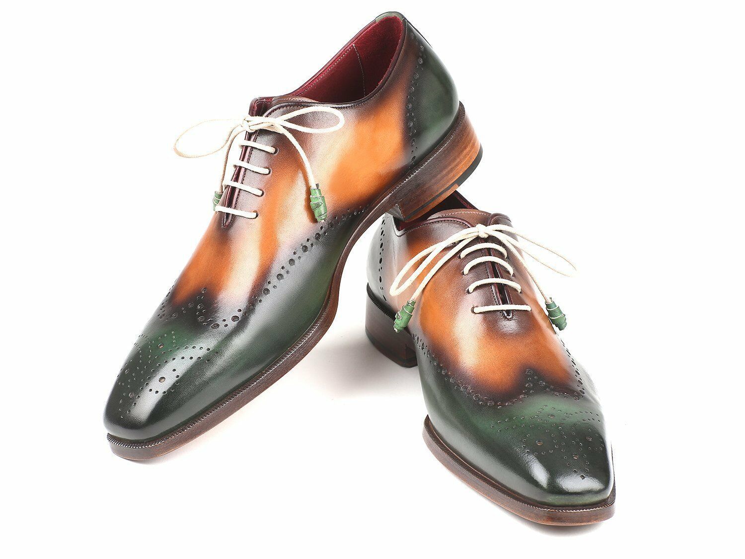 New Men's Brown & Green Brogues Toe Wing Tip Oxford Genuine Leather Shoes 2019
