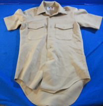 Flying Cross U.S. Navy Usn Tan Khaki Qaurter Sleeve Dress Shirt Uniform 37X30.5 - £17.82 GBP